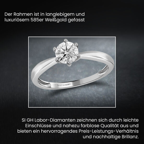 LUXORO SI-GH Labor Diamant Ring in 585 Wei&szlig;gold - 1 ct. image number 10